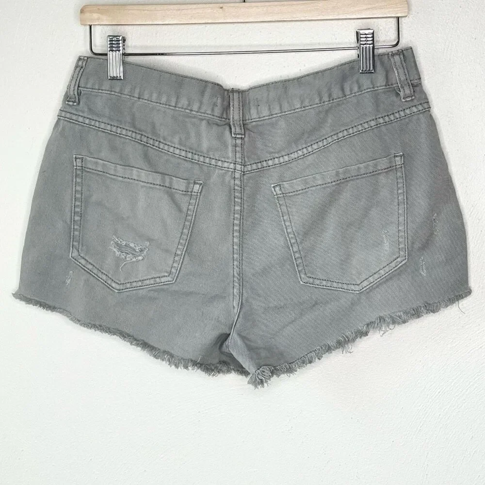 Free People Slate Blue Button Fly Cut Off Shorts - Women’s US 27
